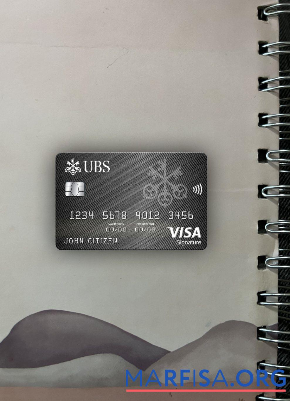 Printable Monaco UBS bank visa signature card photolook front real example